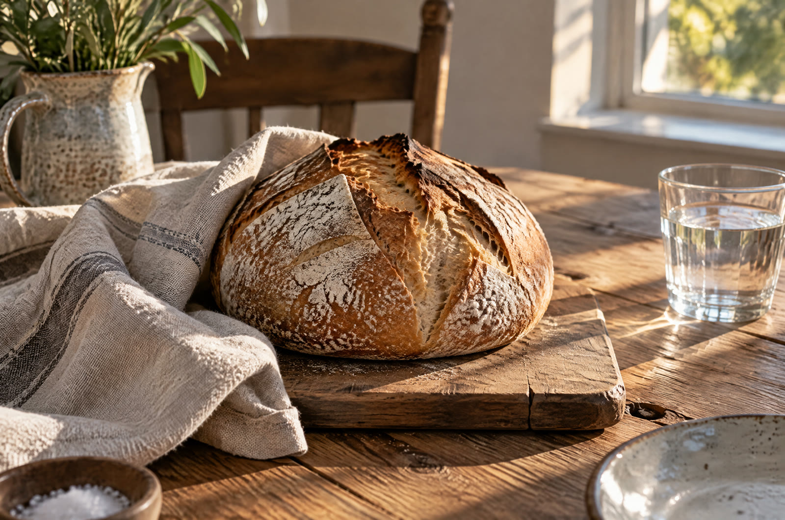 Natural Light and Texture: Bread on a Wooden Table